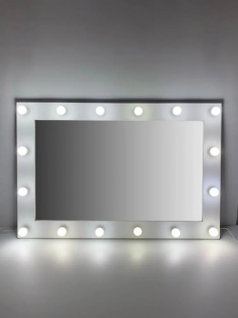 Гримерное зеркало с подсветкой в белой раме 80х120