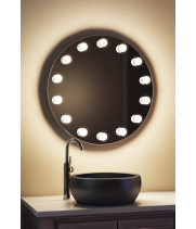 Круглое зеркало в ванную комнату с подсветкой лампочками Тринити 80 см